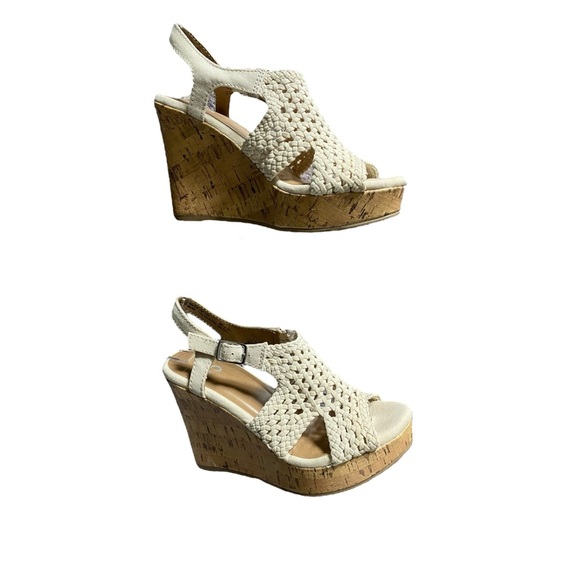 SO Taffy Natural Woven Braided Cork Wedge Heel Women's Sandals - Size 6 - Picture 4 of 8